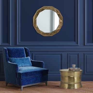 WOMO-DESIGN Dekorativ väggspegel Guayaquil Ø 84 cm av glas, guld, metallram av