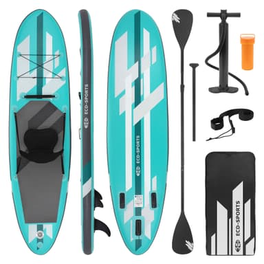 Uppblåsbar Stand Up Paddle Board med kajakstol 305x78x15 cm Blå PVC