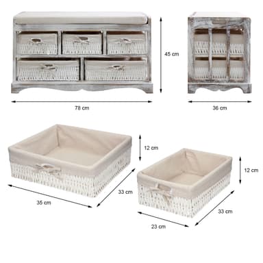 Seat dresser bänk Bröst bänk med korgar villa hem tillbehör Vit