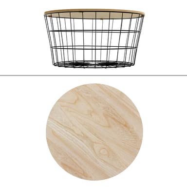 ECD Germany rund designbord sidobord Ø 67 x 34 cm med avtagbar naturfärgad