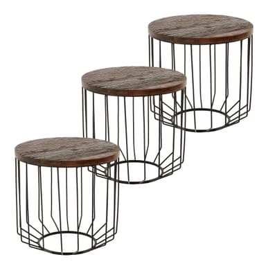 WOMO-DESIGN designer sidobord runt Ø 50 x 50 cm naturligt massivt trä återvunnet