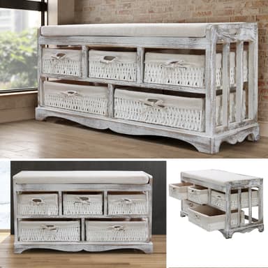 Seat dresser bänk Bröst bänk med korgar villa hem tillbehör Vit