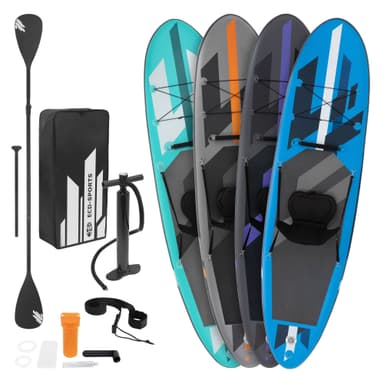 Uppblåsbar Stand Up Paddle Board med kajakstol 305x78x15 cm Blå PVC