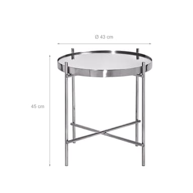 WOMO-DESIGN design sidobord Ø43x45 cm i silver av metall och glas,