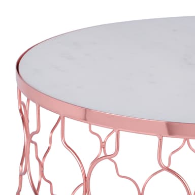 WOMO-DESIGN design sidobordssats om 2 Ø40 / Ø45 cm, vit Banswara marmor /