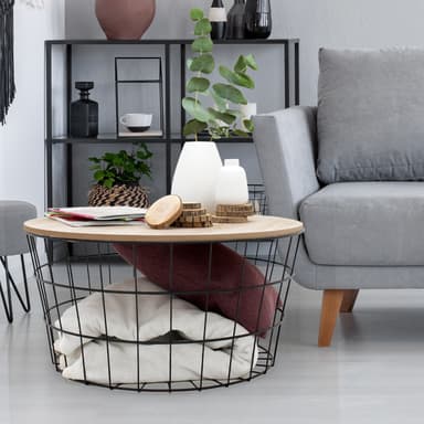 ECD Germany rund designbord sidobord Ø 67 x 34 cm med avtagbar naturfärgad