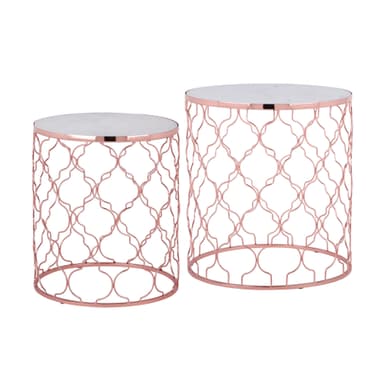 WOMO-DESIGN design sidobordssats om 2 Ø40 / Ø45 cm, vit Banswara marmor /