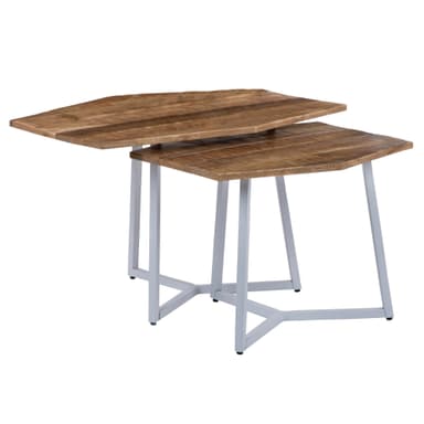 WOMO-DESIGN sidobord Uppsättning av 2 73x56 / 56x48cm, naturliga och vita, unik,