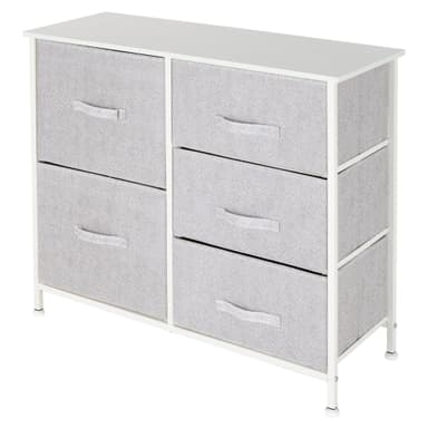 ML-Design låda skåp, byrå gjorda av tyg med 5 lådor, 80 x 30 x 70 cm, vit,