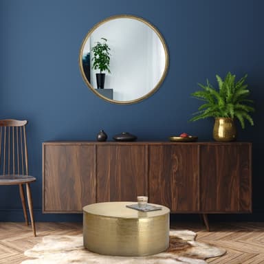 WOMO-DESIGN Dekorativ väggspegel Medellin Ø 80 cm av glas, metallram i guld,