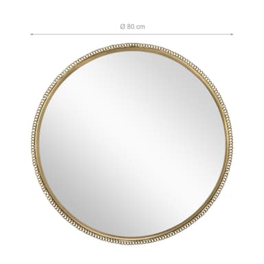 WOMO-DESIGN Dekorativ väggspegel Medellin Ø 80 cm av glas, metallram i guld,