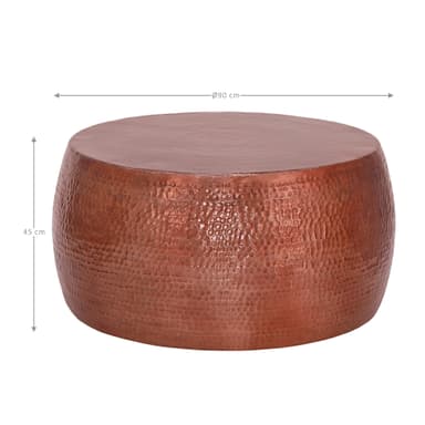 WOMO-DESIGN soffebord Ø 90x45cm koppar, unik, hammering, handgjord sida bord,
