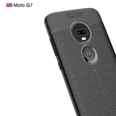 Motorola Moto G7 / G7 Plus TPU skal Litchi Texture - Svart