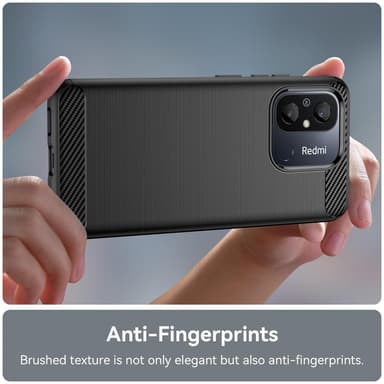 För Xiaomi Redmi 12C Karbon fiber texture Skal Baksida - Svart