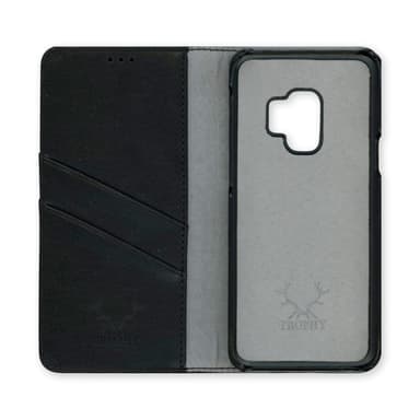 Trophy Distressed Leather Magnet Wallet Black Samsung Galaxy S9