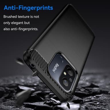 För Xiaomi Redmi 12C Karbon fiber texture Skal Baksida - Svart