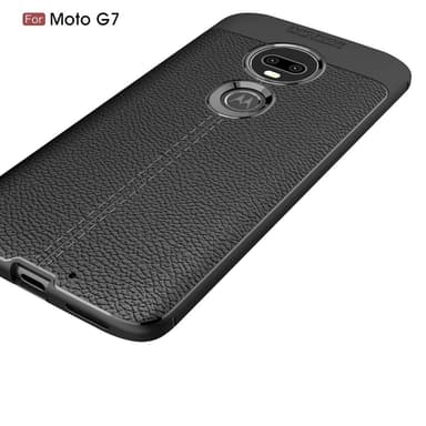Motorola Moto G7 / G7 Plus TPU skal Litchi Texture - Svart