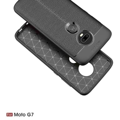 Motorola Moto G7 / G7 Plus TPU skal Litchi Texture - Svart