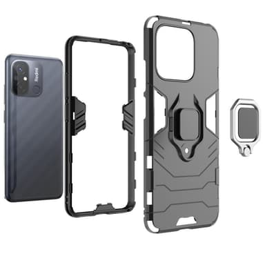 För Xiaomi Redmi 12C Hybrid skal Finger Ring Metall Plåt