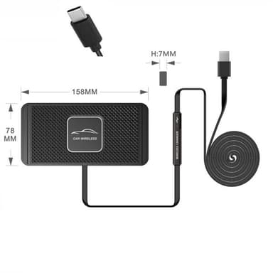 Anti-Slip Matta med trådlös laddning 15W USB-C kabel