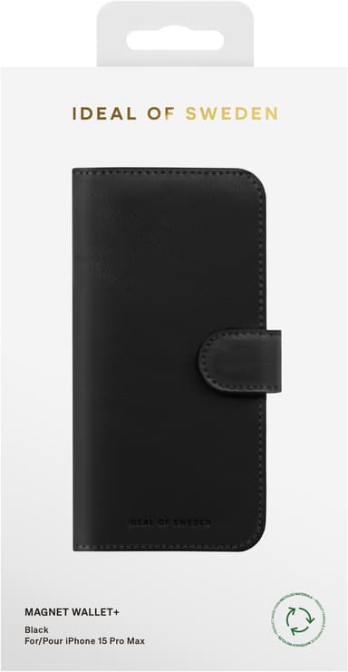Ideal of Sweden Magnet Wallet+ iPhone 15 Pro Max plånboksfodral (svart)