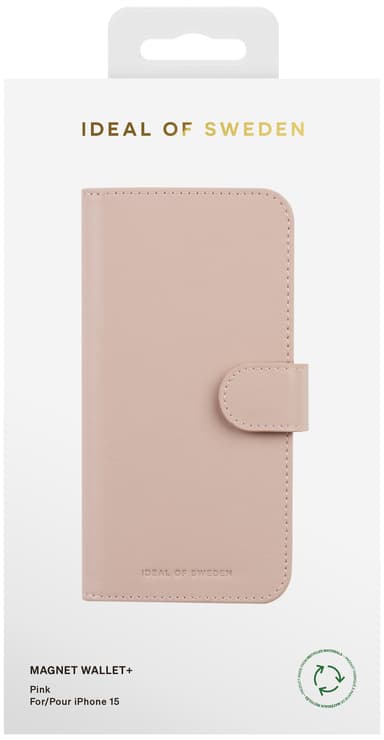 Ideal of Sweden Magnet Wallet+ iPhone 15 plånboksfodral (rosa)