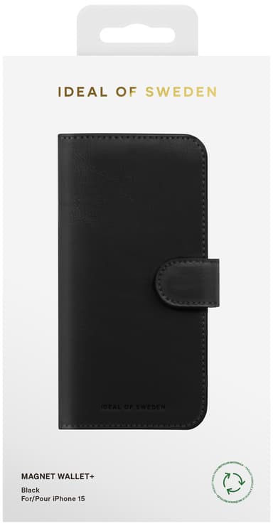 Ideal of Sweden Magnet Wallet+ iPhone 15 plånboksfodral (svart)