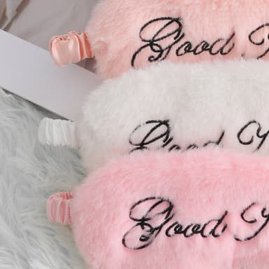 INF Plysch broderat brev Sömnmask Ögonmask Resa tupplur Nattsömn Rosa