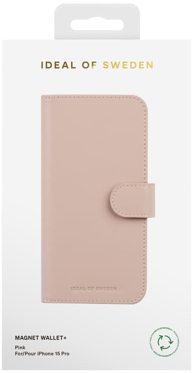 Ideal of Sweden Magnet Wallet+ iPhone 15 Pro plånboksfodral (rosa)
