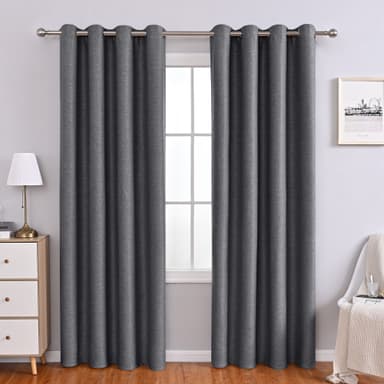Vändbara linne mörkläggningsgardiner 2-pack Mörkgrå 100 x 130 cm