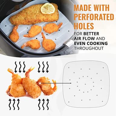 Air Fryer engångspapper fyrkantig 18 cm 100-pack Vit
