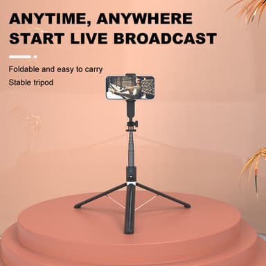Utdragbar selfiestick/tripod med Bluetooth-fjärrkontroll Svart