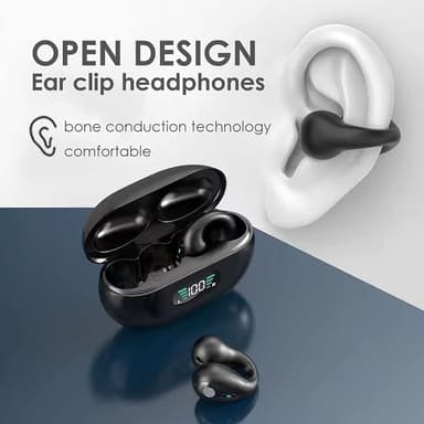 Trådlösa open-ear hörlurar Bluetooth 5.3 Svart