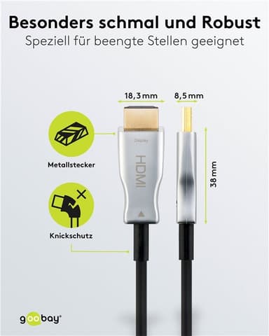 Goobay Optisk hybrid HDMI™-kabel med hög hastighet och Ethernet (AOC)