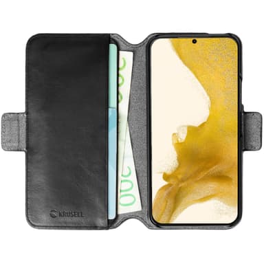 Leather Phone Wallet Galaxy S22 Svart