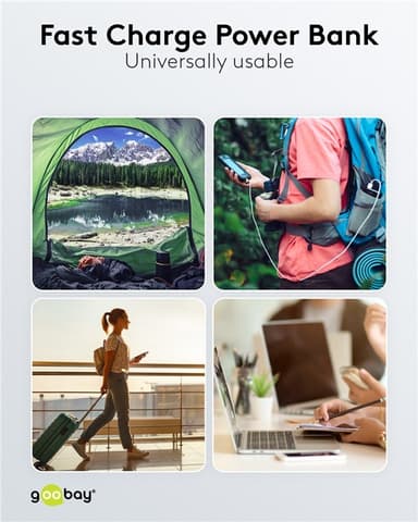 Goobay Snabbladdning Powerbank 10.000 mAh (USB-C™ PD, QC 3.0)