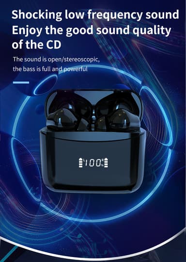 Trådlösa hörlurar ENC brusreducerande Bluetooth 5.2 IPX5 Svart