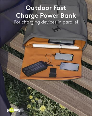 Goobay Utomhus snabbladdning Powerbank med solceller 20.000 mAh (USB-C