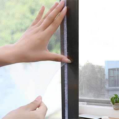 Window Screen Mesh Gardin med kardborreband 1,3 x 1,5 m Vit