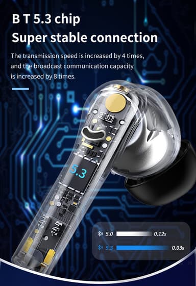 Trådlösa hörlurar ENC brusreducerande Bluetooth 5.2 IPX5 Svart