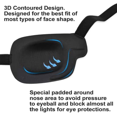 3D ögonmask för höger öga med justerbart spänne Svart