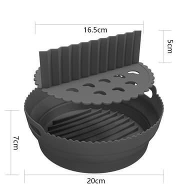 Hopfällbar rund Air Fryer silikonform med avdelare Svart