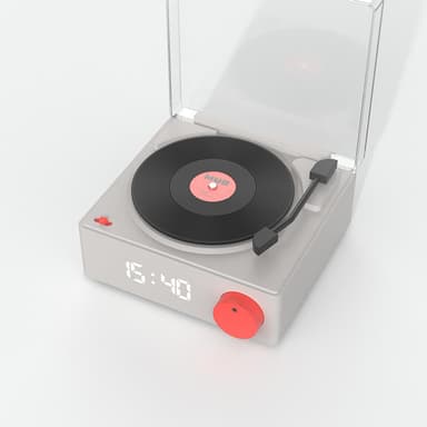MOBILITY ON BOARD Högtalare Väckarklocka Vinyl Retro Grå