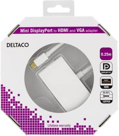 Mini DisplayPort to HDMI and VGA adapter, 0.25m, white