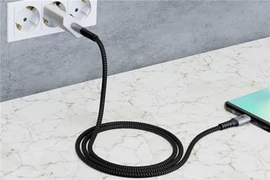 USB-C™-till-USB-C™-textilkabel med metallkontakter 2 m