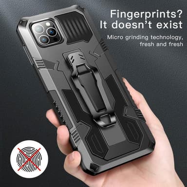 Tåligt skal med stativ till iPhone 13 Pro Max, Svart