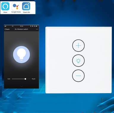 WiFi strömbrytare 2.6 GHz med dimmer Vit