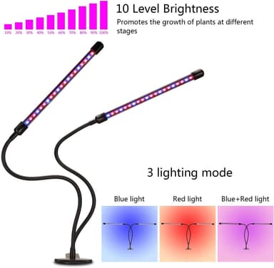 INF Växtlampa / växtbelysning med 2 flexibla LED lysrör