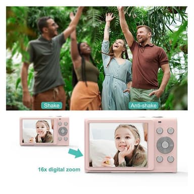 Digitalkamera 2.7K/44MP/16x Zoom/Anti-Shake/Webcam Svart