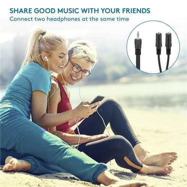Goobay 3,5 mm ljud Y-kabel adapter, 1x manlig till 2x kvinnlig stereo